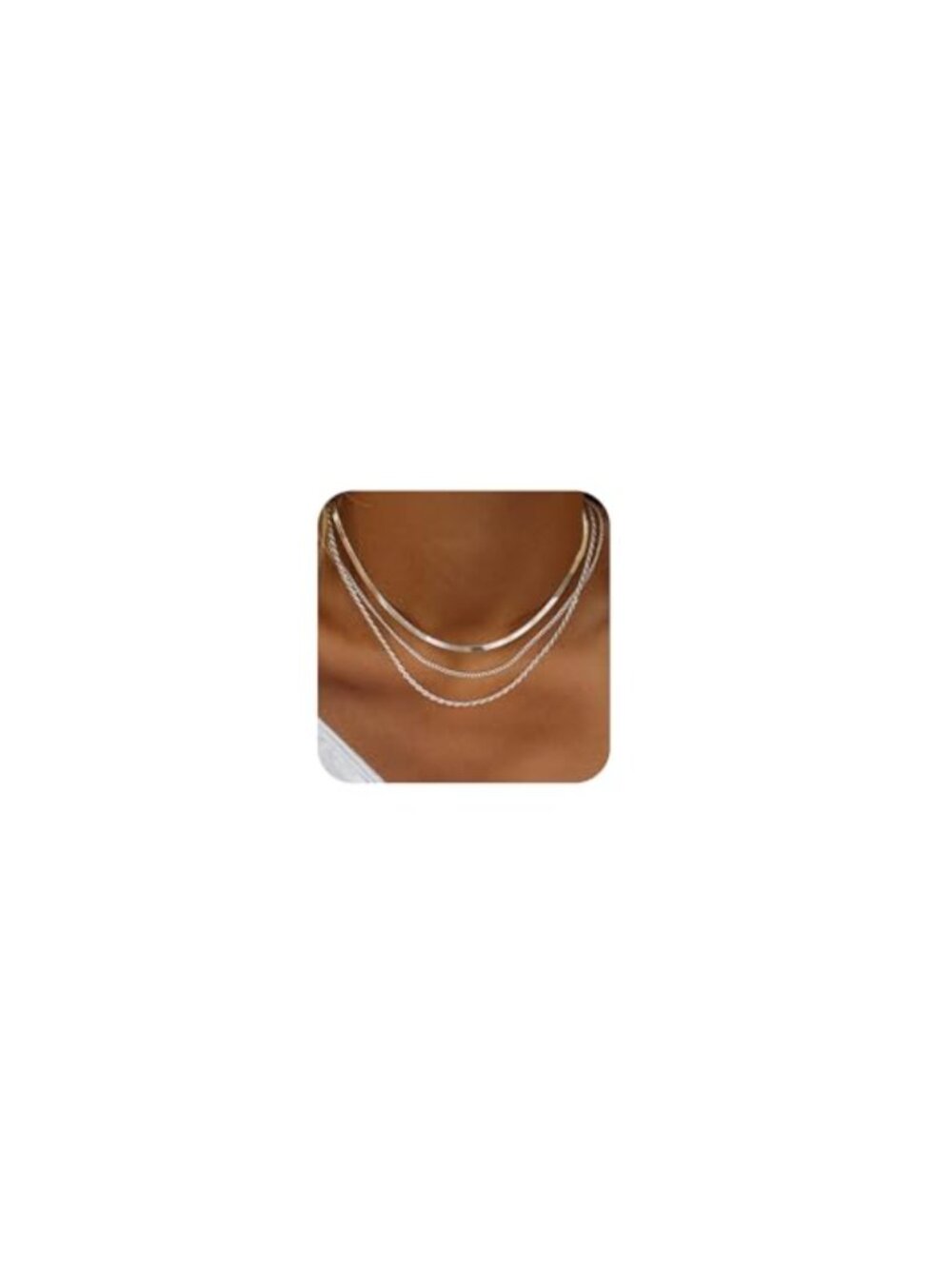 Layered Necklace Set Stackable Herringbone Snake Rope Cuban Chain Dainty Choker